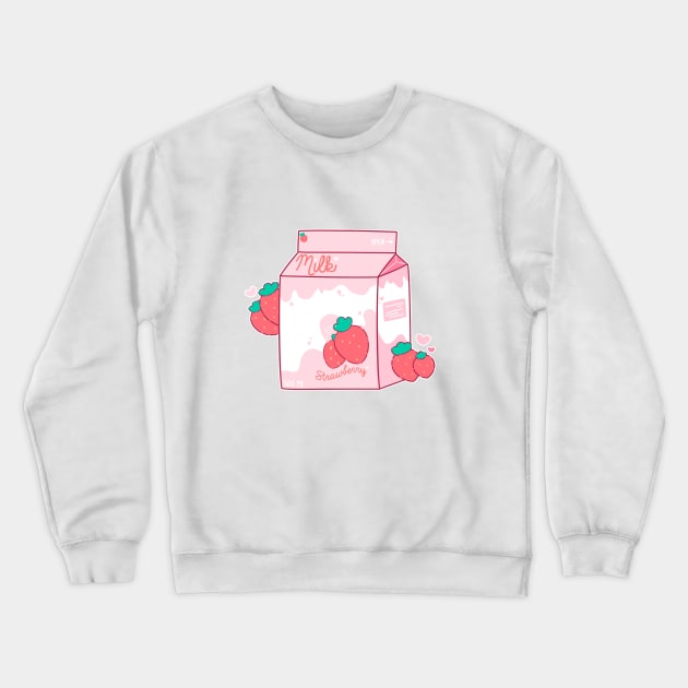 Strawberry Milk Crewneck Sweatshirt by pompomcherry